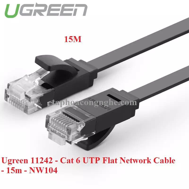 Ugreen 11242 15M màu Đen Cáp mạng LAN CAT6 UPT cáp dẹp NW104 30011242